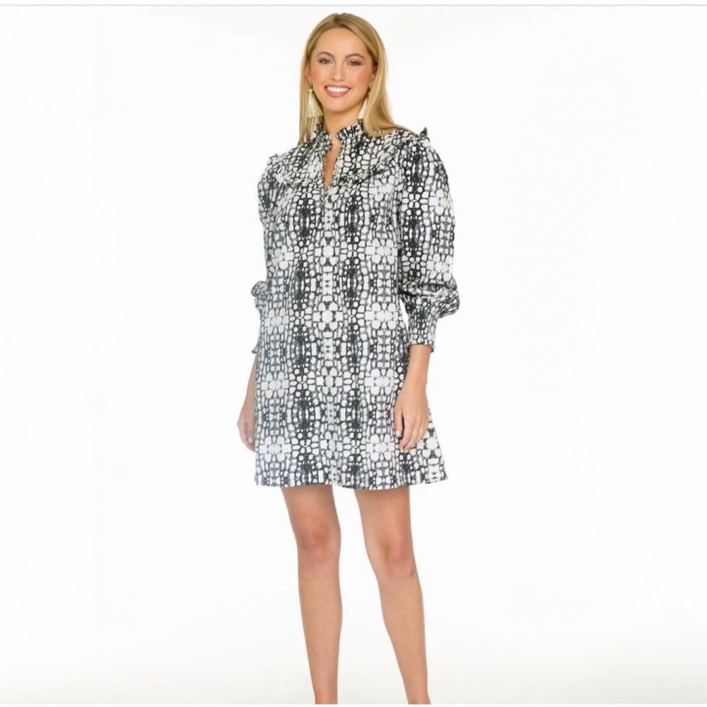 OLIVIA JAMES ELLA Dress Black Crock Print Size XS